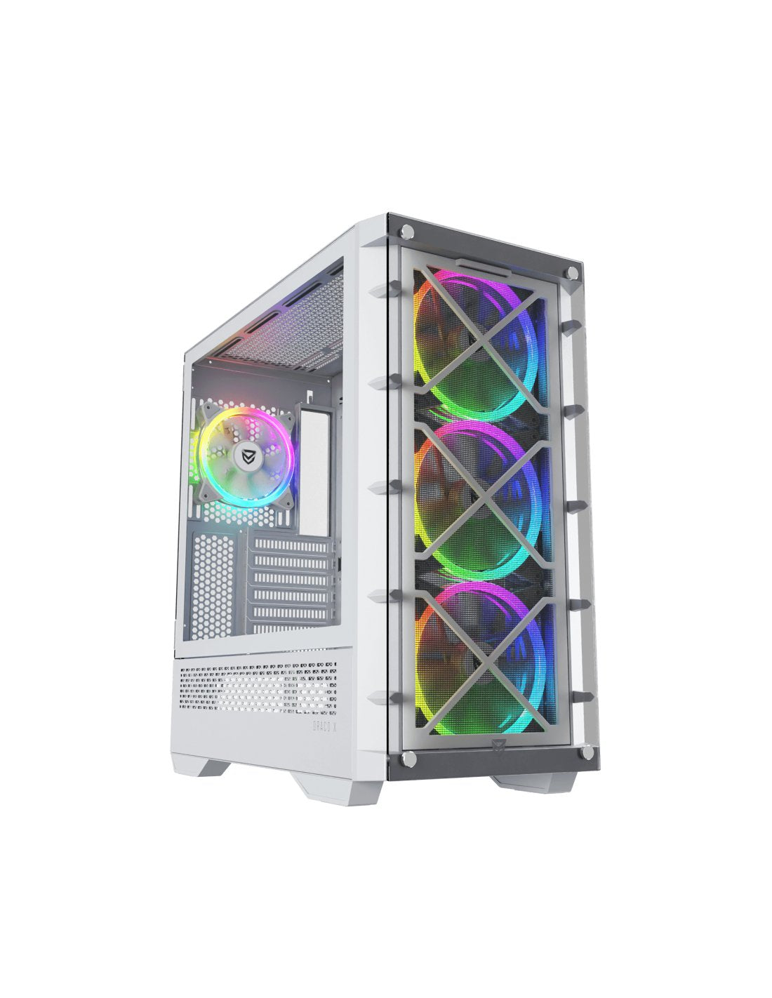 Nfortec Caja Gaming Cristal Templado Draco X White. Usb 3.2 A-Rgb. Blanco