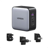 Ugreen Usb-A+2*Usb-C 65w Gan Cargador Rápido Para Viajes En Todo El Mundo