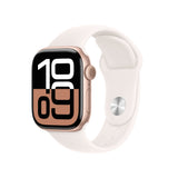 Apple Watch Series 10, Reloj Inteligente Oro Rosa, Aluminio, 42 Mm, Correa Deportiva Rosa Pálido S/M, Celular Mwx93qf/A