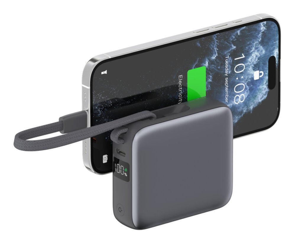 4smarts Powerbank Pocket Dual Cord 10000mah 22.5w, Spacegrau