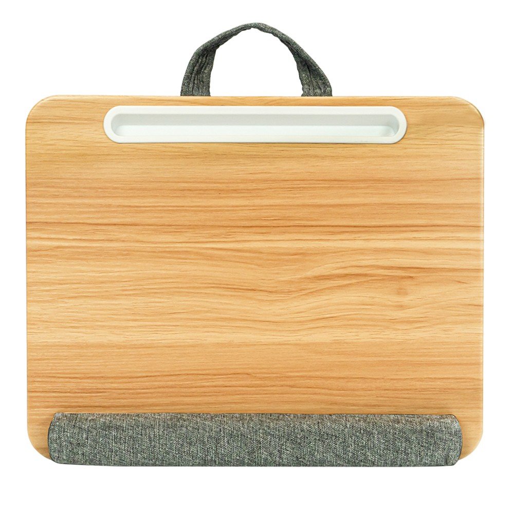 Techly Bamboo Portable Laptop Desk Stand With Padded Base And Tablet Stand