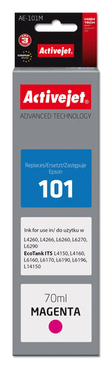 Activejet Tinta Ae-101m Botella De Tinta Para Impresora Epson, Recambio Epson 101 Supreme 70 Ml Magenta