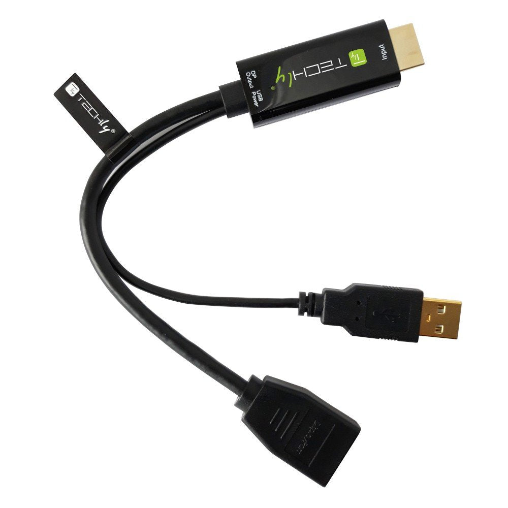 Techly Icoc Hdmi-Dp12a Adaptador Hdmi A Displayport Con Alimentación Usb 4k*30hz M/F