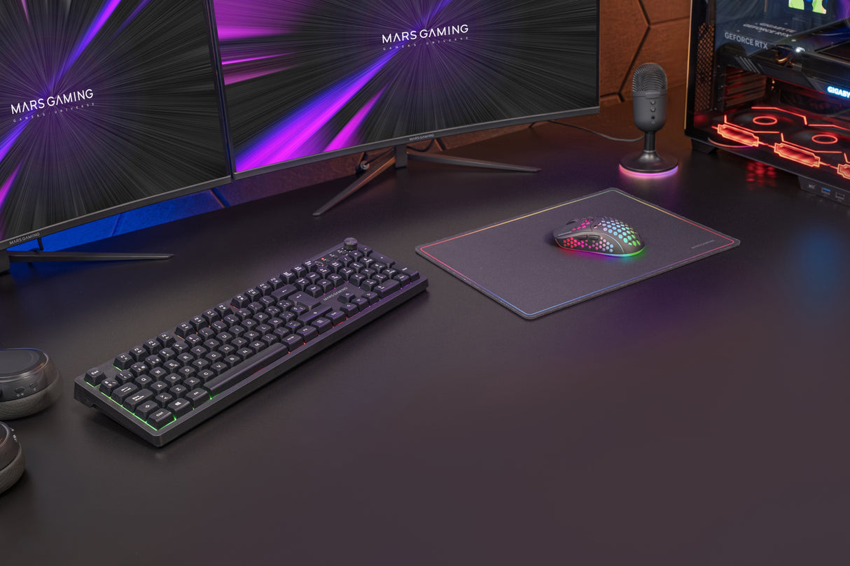 Teclado Mouse Y Alfombrilla Mars Gaming Mcpwxpt Negro H-Mech Frgb 3200dpi Portugues