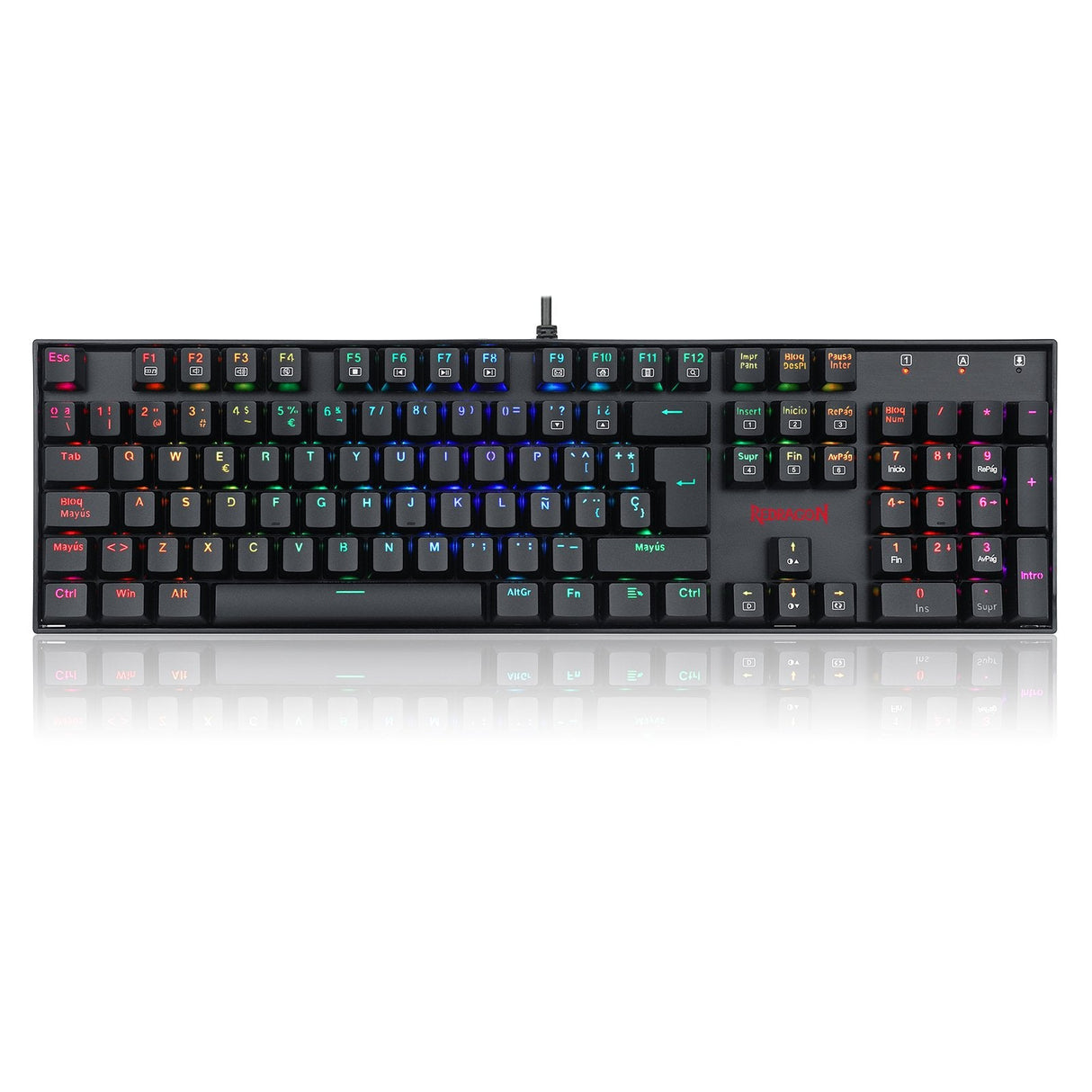 Redragon Mitra Teclado Mecánico Gaming Switch Rojo Rgb Español España Negro