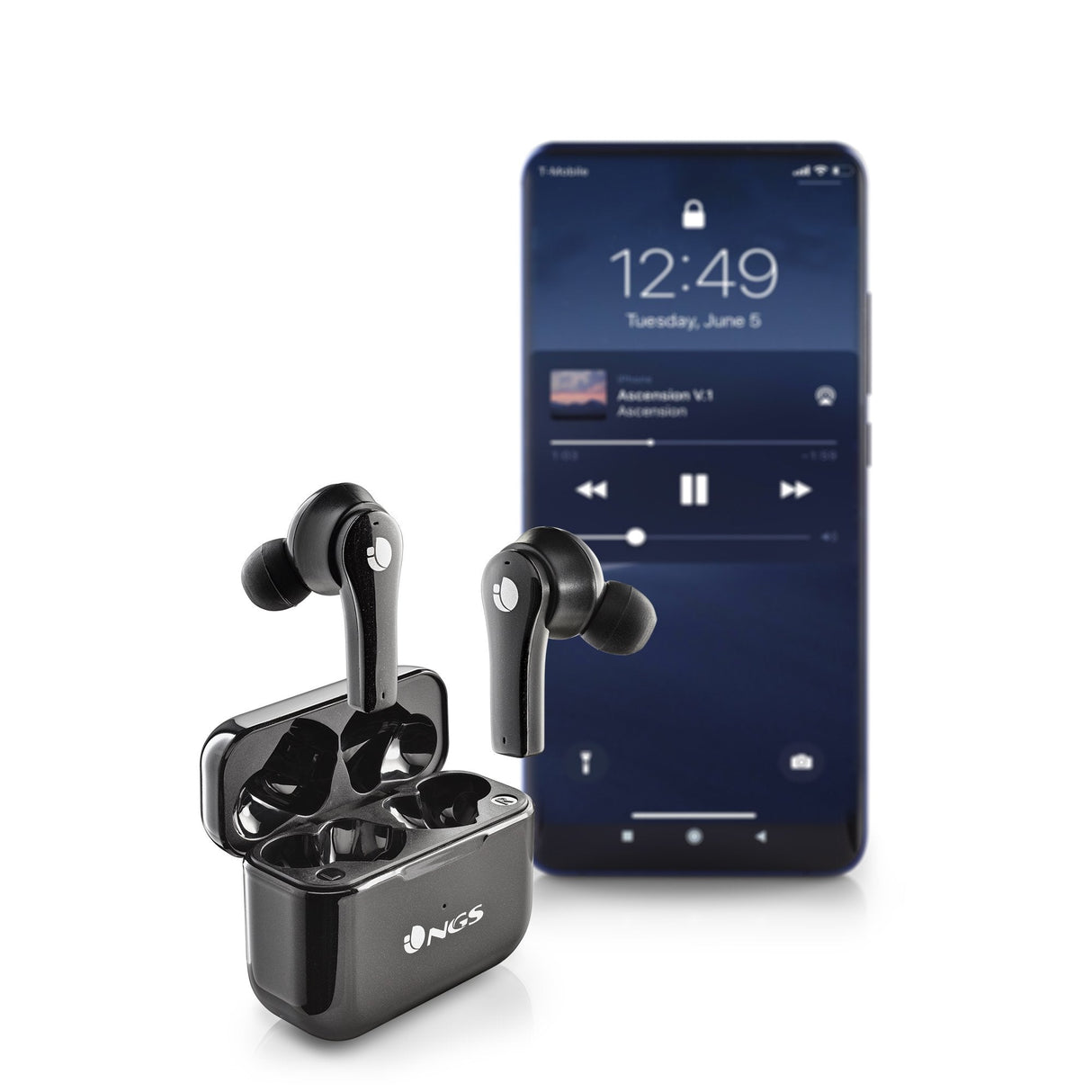 Auriculares Bluetooth Ngs Ártica Bloom Con Estuche De Carga Autonomía 6h Negros