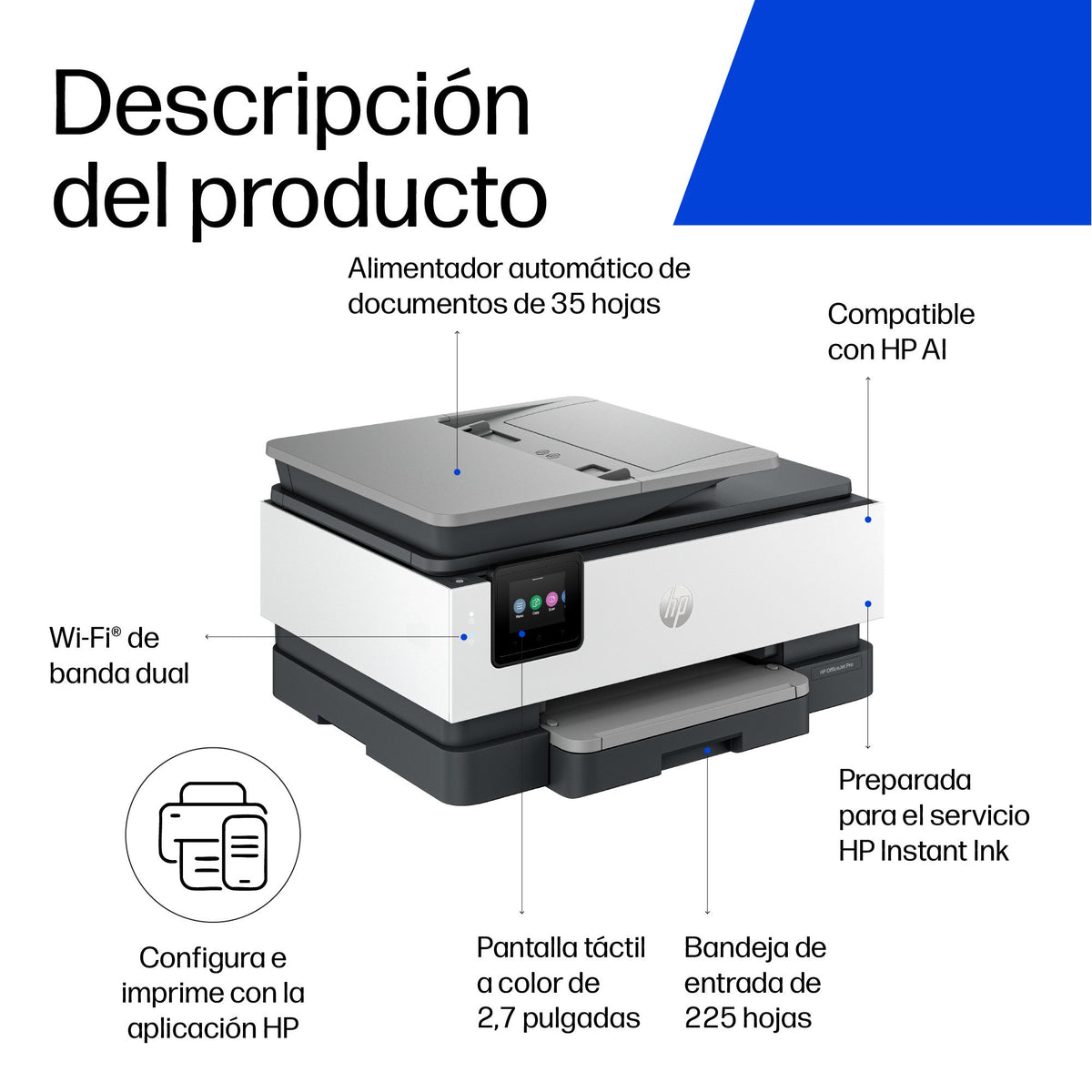 EAN 0197029469199 - HP OfficeJet Pro 8124e All-in-One Prntr Inyección de tinta térmica A4 4800 x 1200 DPI 20 ppm Wifi imagen 6