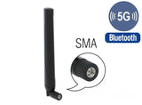 Delock 5g Lte Antenne Sma Stecker -0.5-2.3dbi Omnidirektional Mit Kippgelenk Schwarz