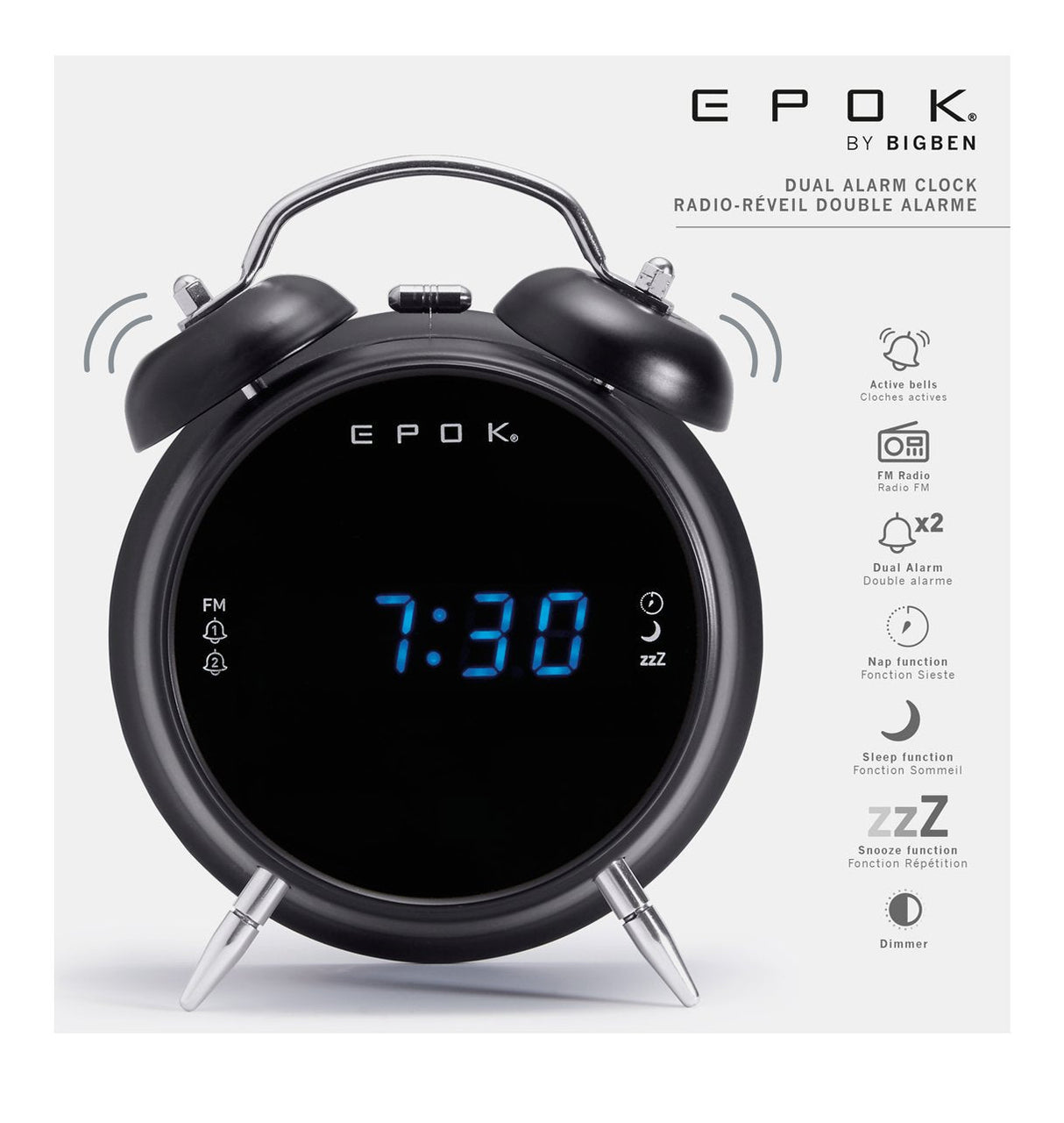 Bigben Epok Despertador Radiofonico Retro - Radio Fm Con Pantalla Led - Despertador Por Radio O Zumbador - Funciones De