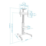 Tooq Soporte De Pantalla De Suelo Con Ruedas 37"-70" - Bloqueo De Ruedas - Dos Estantes - Gestion De Cables - Peso Max