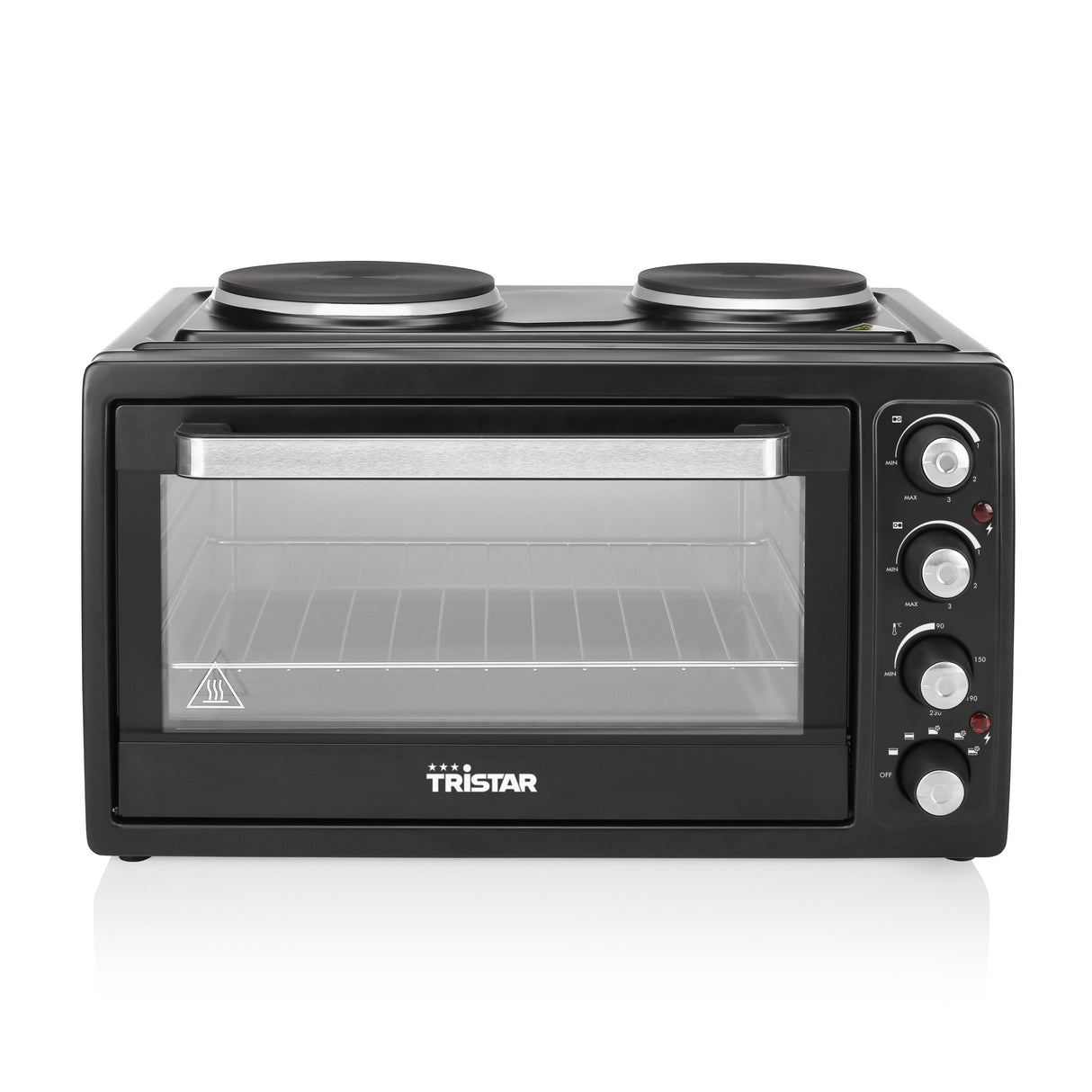 Mini Horno Con 2 Placas Eléctricas En La Parte Superior Tristar Ov-1443--38 L-3100 W-Función De Calor Del Ventilador-Negro