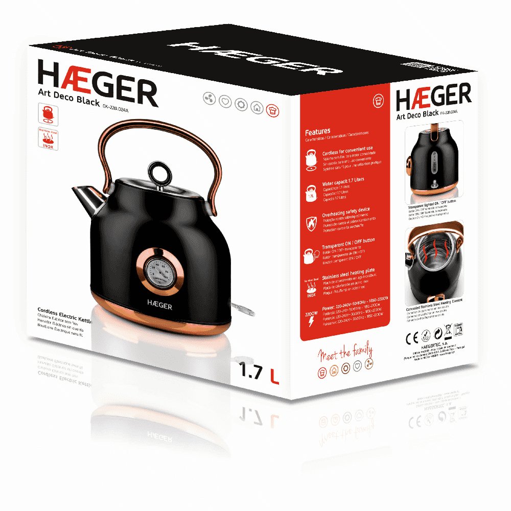 Hervidora Haeger Art Deco Black