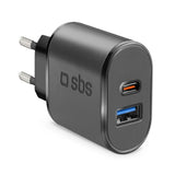 Sbs Reiselader 15w Usb/Usb-C Schwarz
