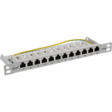 Patch Panel Inline De 10" Cat.6a 0.5u 12 Puertos, Gris Claro, Ral7035