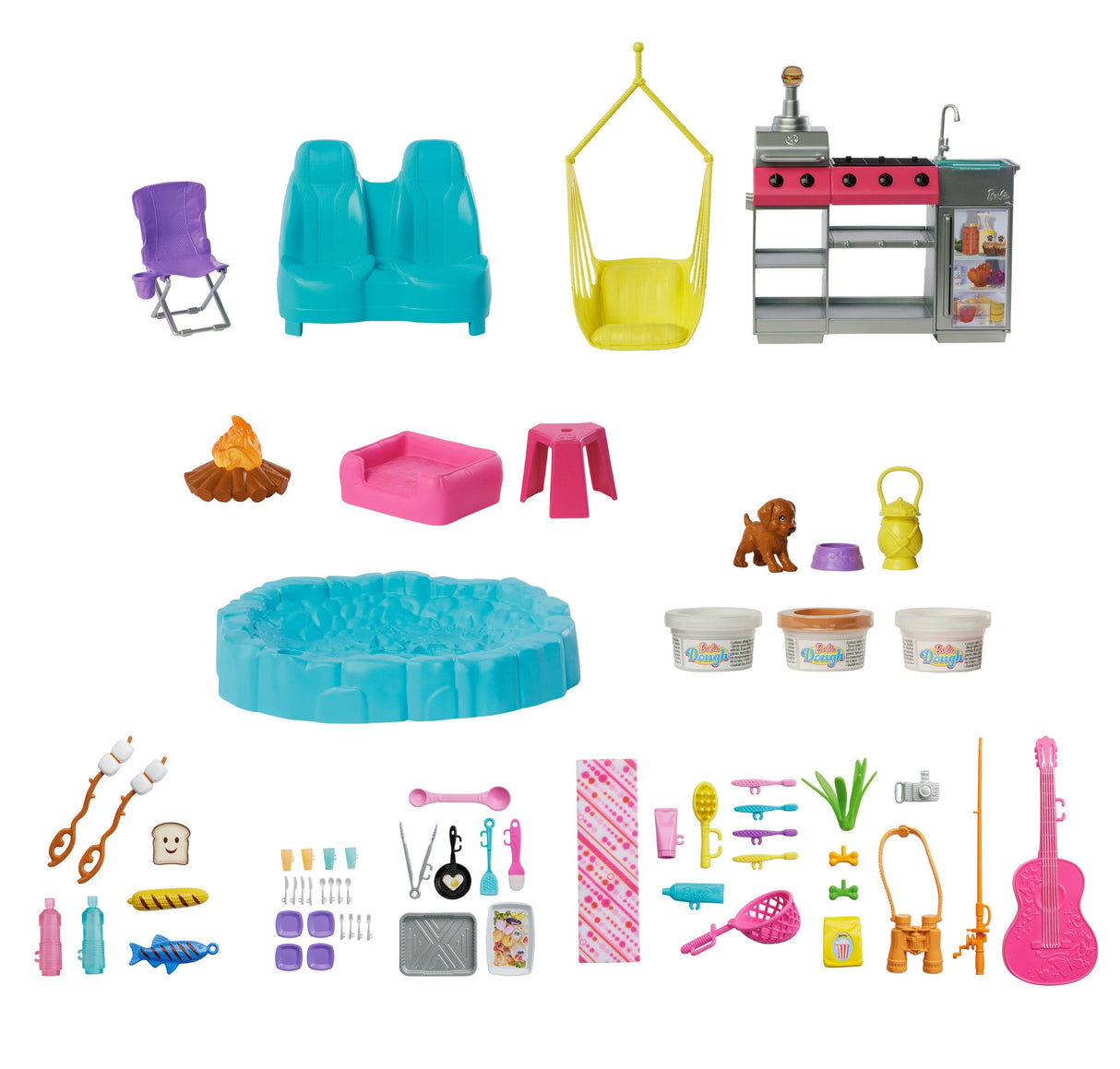 Mattel Barbie Super Abenteuer-Camper Spielset (Mit Dachzelt, Grill Mit Farbwechseleffekt Und 60 Zubehörteilen) Hrj78