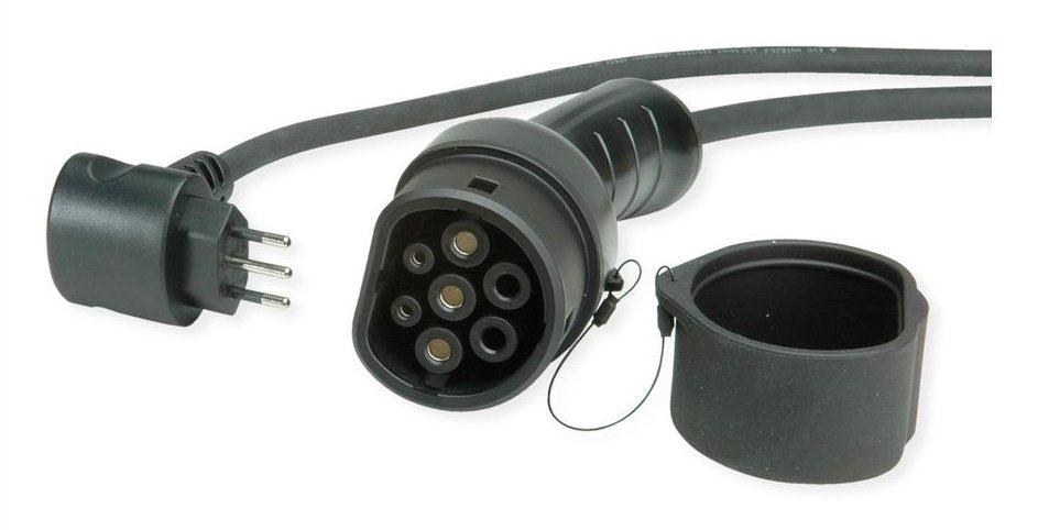 Roline Tragbares E-Auto Ladegert, Cei23-50 (It, Typ-L) & Typ2 Stecker, 1-Phasig, Mode 2, 16 A, 3,6 Kw, 3 M