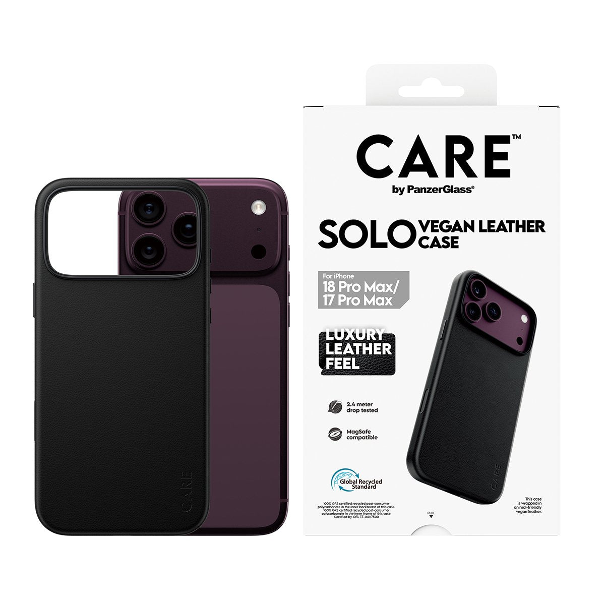 Panzerglass Care Solo Vegan Leather Case Negro Magsafe Iphone 18 Pro Max/17 Pm