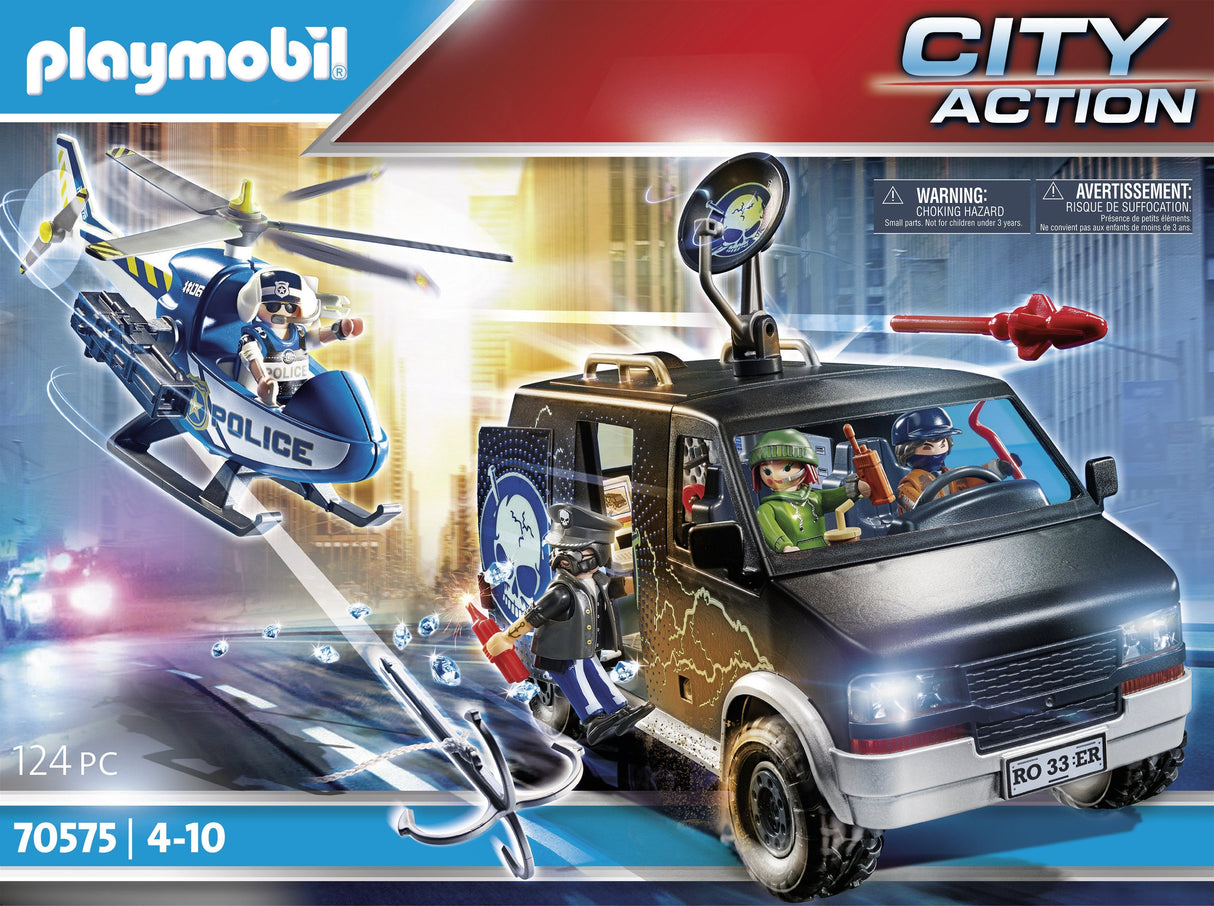 Playmobil Ciudad Helicoptero De Policia Persecucion Del Vehiculo Huido