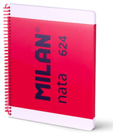 Milan Cuaderno Espiral A4 80h 95gr 5x5mm Tapa Dura Colección Nata® 624 Since 1918 Rosa