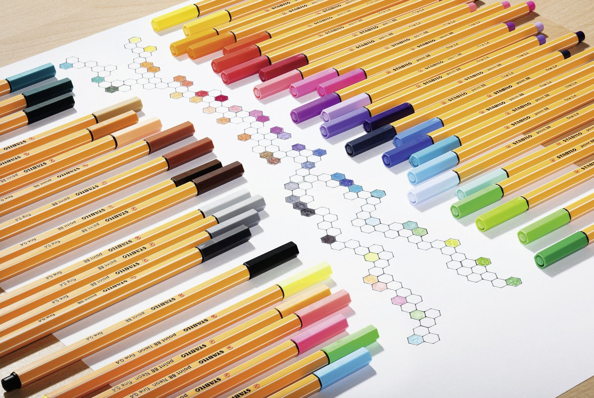 Stabilo Point 88 Pack De 6 Rotuladores De Punta Fina De Fibra - Trazo De 0.4 Mm - Tinta Con Base De Agua - Colores Surtidos