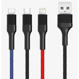 Xo Cable Trenzado Usb-A Macho A Usb-C, Microusb Y Lightning - Carga Rapida 2a - Longitud 1.20m