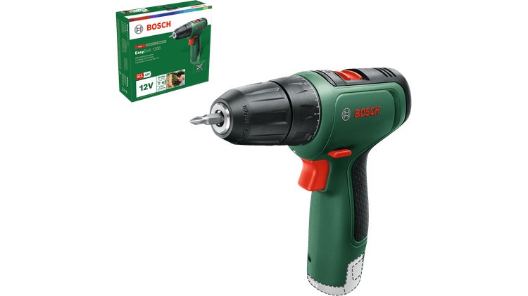 Taladro Atornillador  Bosch Diy & Garden  A Batería Easydrill 1200 + Juego De Brocas Y Brocas De 34 Piezas Verde/Negro, 2 Baterías De Iones De Litio De 1,5 Ah, Maletín 06039d3008