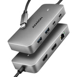 EAN 8595247909305 - Axagon HUB USB HMC-CUB83X2, USB 10Gbps hub, 2x USB-A, USB-C, HDMI & DP 4k/144Hz, RJ-45 GLAN, PD 100W, kab imagen 1