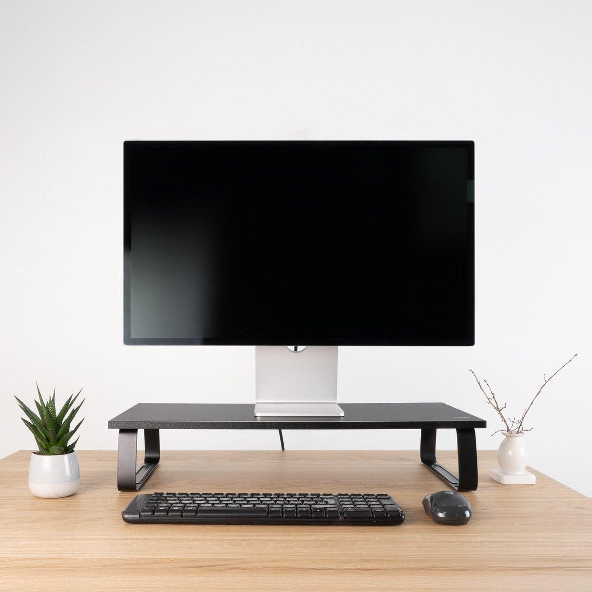 Soporte Elevador Madera Para Monitores, Negro