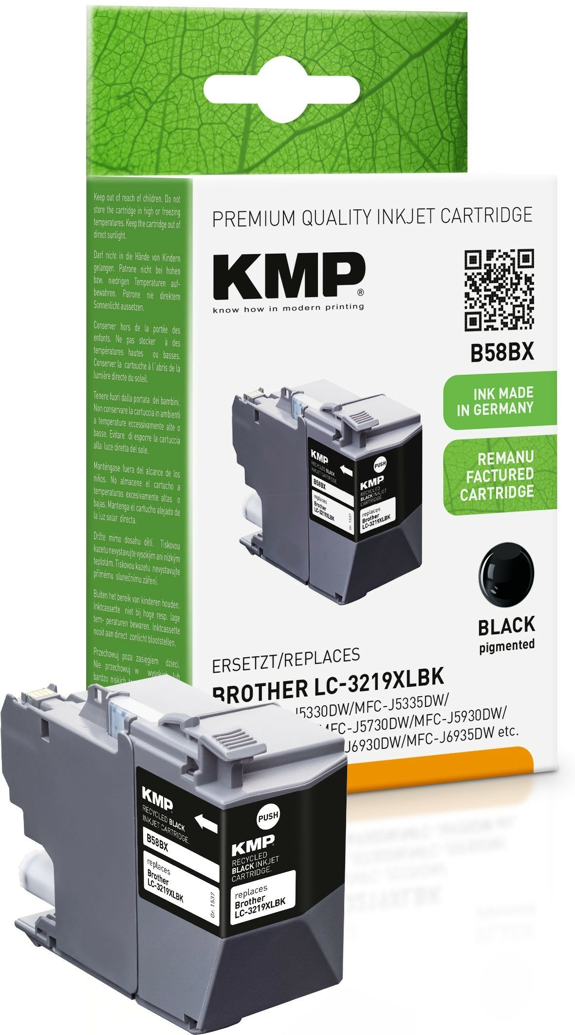 Cartucho De Tinta Kmp B58bx Negro Comp. Con Brother Lc-3219xlbk