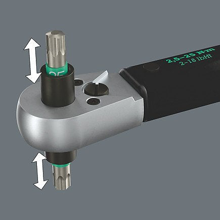 Clave De Par Wera Con Un Cuarto De Click-Torque De Máximo Bloqueo De 6 R/L Negro/Verde, Salida De 1/4 "De Registro De Bits, 2.5 A 25 Nm 05075694001