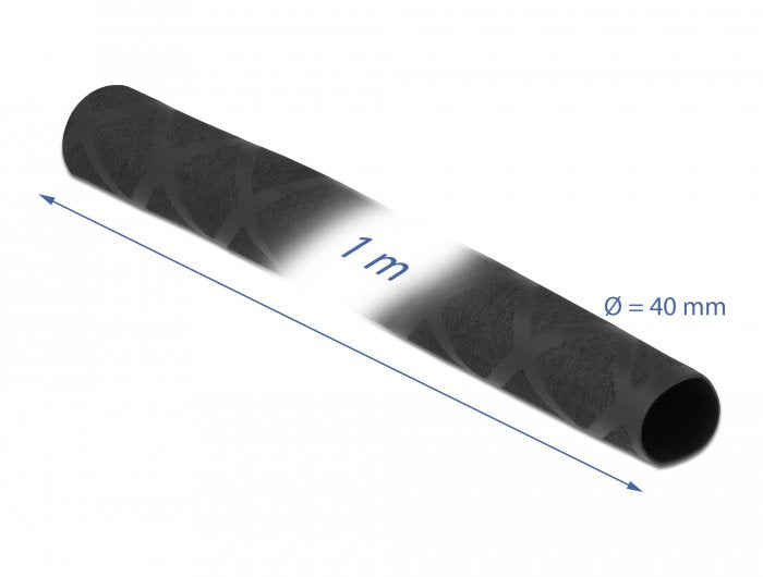 Delock 19602 Tubo Termorretráctil Negro Con Patrón En X Antideslizante De 1 M X 40 Mm
