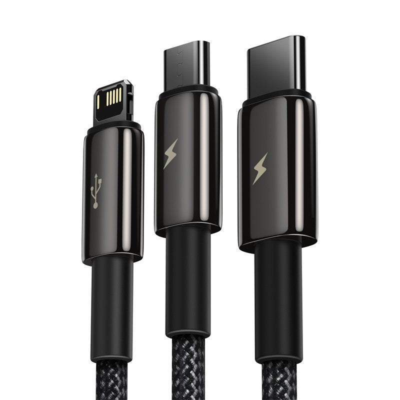 Baseus Tungsten Gold 3-In-1 Cable Usb 1,5 M Usb 2.0 Usb A Usb C.Micro Usb A/Lightning Negro
