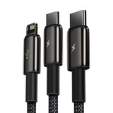 Baseus Tungsten Gold 3-In-1 Cable Usb 1,5 M Usb 2.0 Usb A Usb C.Micro Usb A/Lightning Negro
