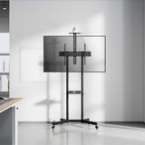 Aisens Soporte De Suelo Eco Con Rueda, Bandeja Para Dvd Y Soporte De Cámara Para Monitor/Tv 45kg De 37-70, Negro