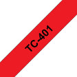 EAN 4977766050593 - Brother TC-401 cinta para impresora de etiquetas Negro sobre rojo imagen 1