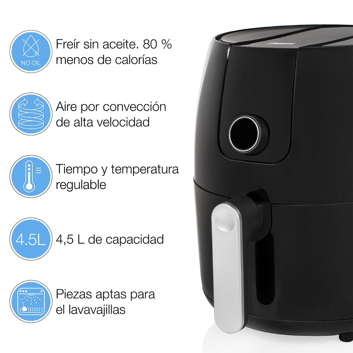 Freidora Por Aire Sin Aceite Princess Digital Xxl 182025 1500w Capacidad 4.5l