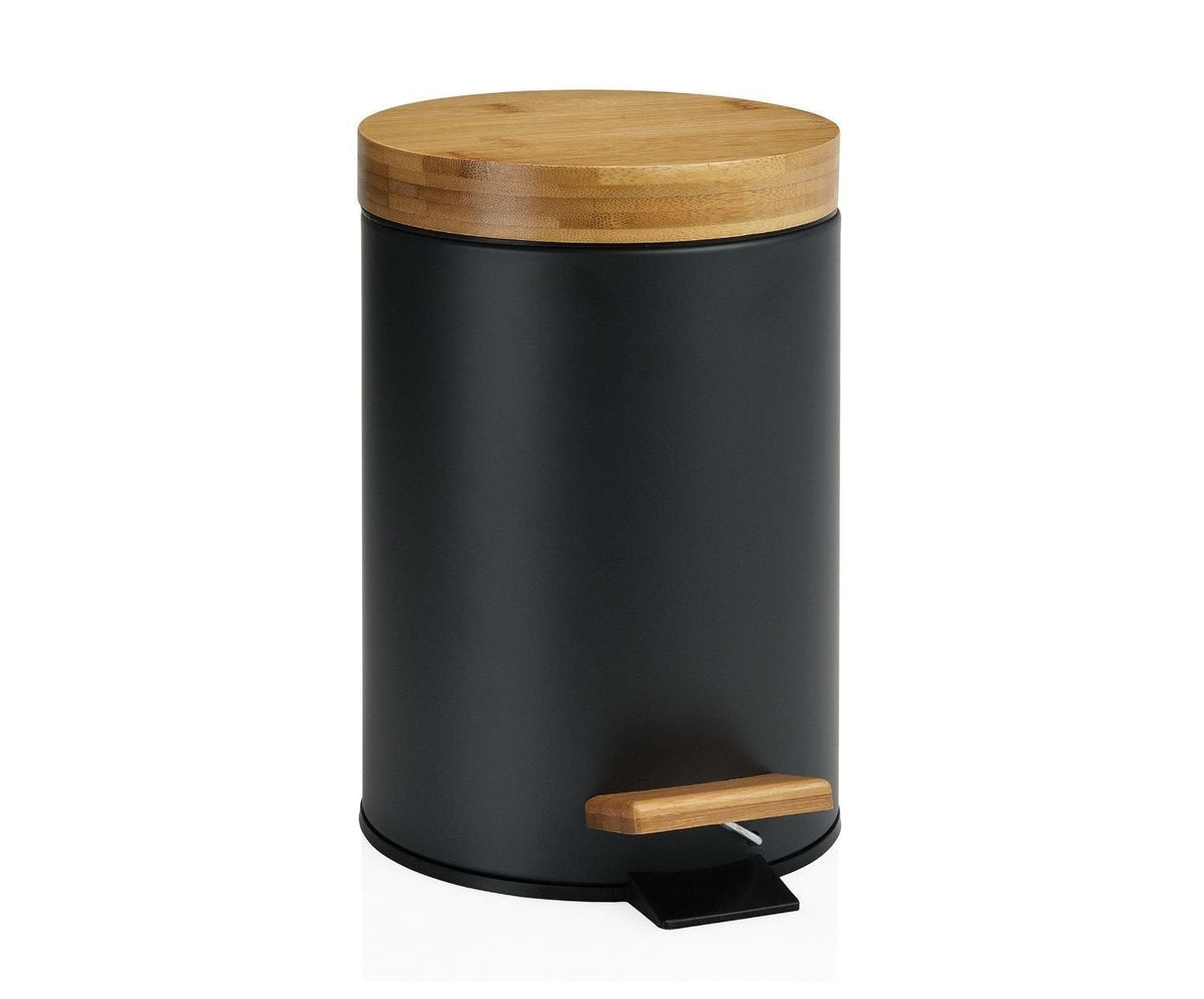 Papelera Pedal Negra/Bambu 3l Andrea House