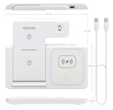 Aisens Cargador Inalambrico Usb-C 3 En 1 De 15w Para Movil, Apple Watch, Ariculares Con Estuche De Carga, Blanco