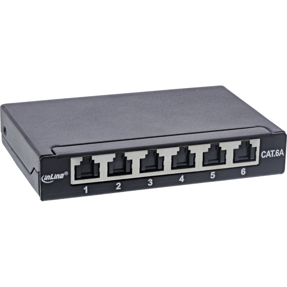 Inline® Patch Panel Cat.6a 0.5u 6-Port, For Table/Wall/Rail, With Dust Projoection, Negro