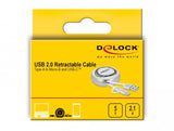 Delock Usb 2.0 2 In 1 Aufrollcable Typ-A Zu Micro-B Und Lightning 8 Pin Weiss   Gold