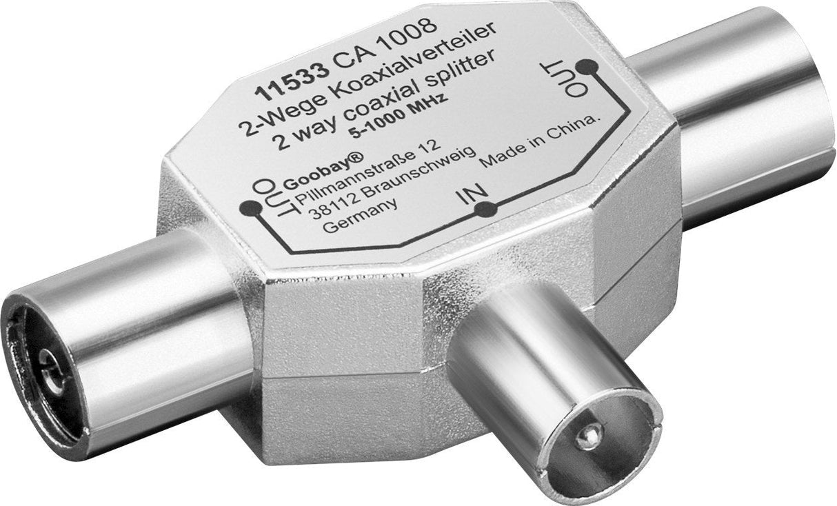 Distribuidor Coaxial Goobay 2x Acoplamiento A Enchufe, Cable Plateado 11533