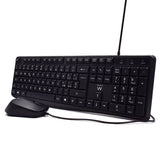 Ewent Pack Teclado + Raton Para Oficina - Teclas Silenciosas De Perfil Bajo - 1000dpi - Disposicion Italiana Qwerty It