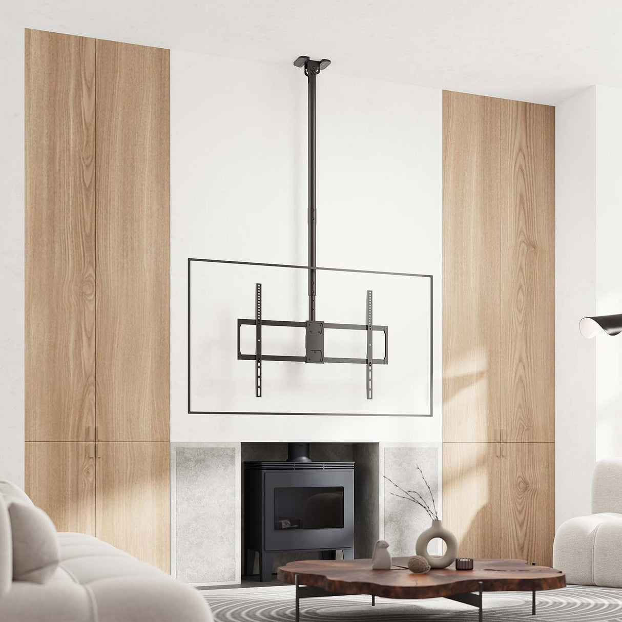 Aisens Soporte De Techo Pro Giratorio, Inclinable, Extensible Y Nivelable Para Monitor/Tv 80kg De 50-100, Negro