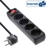 Regleta Inline Tipo F 4 Puertos Con Interruptor + Seguro Para Niños Negro 3m