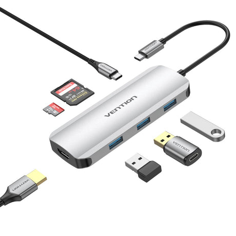 EAN 6922794756816 - Vention TOJHB base para portátil y replicador de puertos Alámbrico USB 3.2 Gen 1 (3.1 Gen 1) Type-C Gris, imagen 1