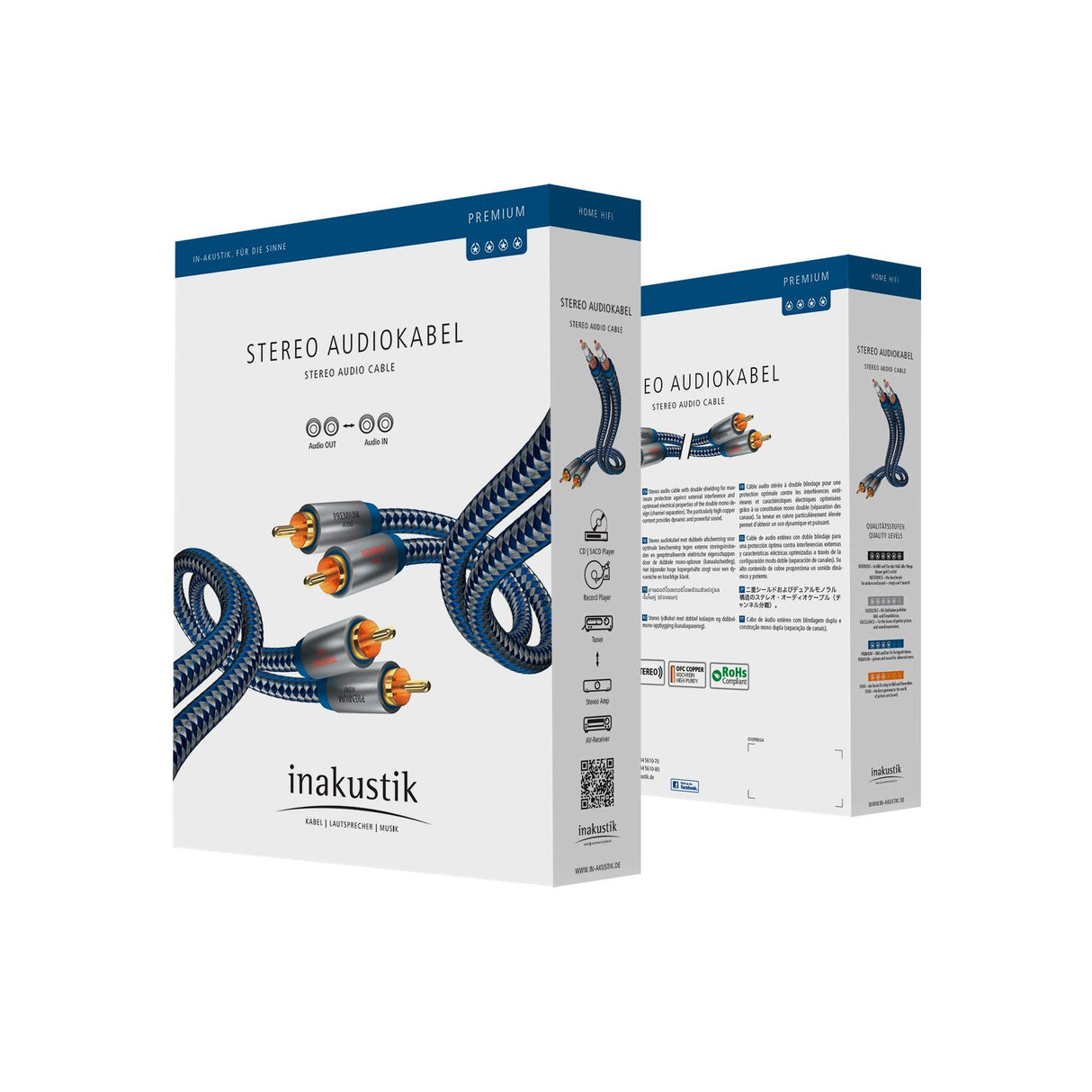 EAN 4001985507801 - Inakustik 0040403 cable de audio 3 m 2 x RCA Azul, Gris imagen 2