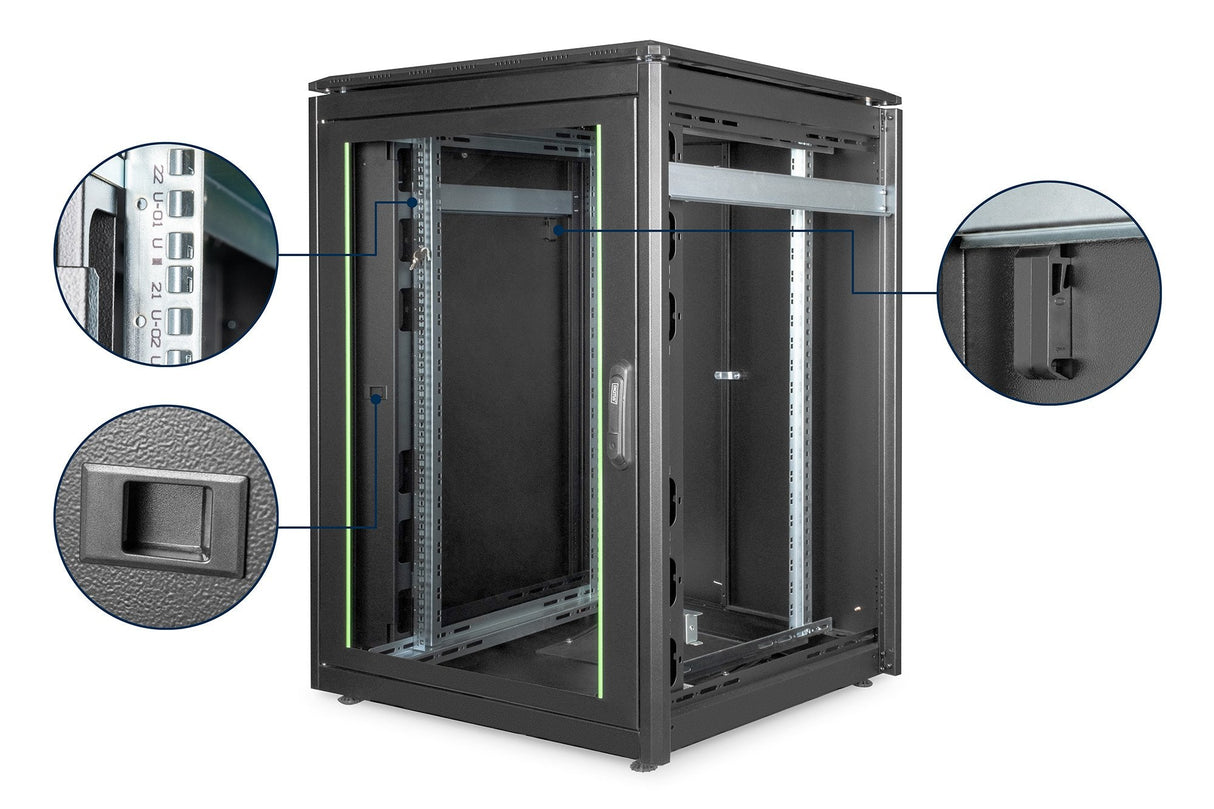 Digitus Dn-19 22u-8/8-B-1 Armario Rack Rack O Bastidor Independiente Negro