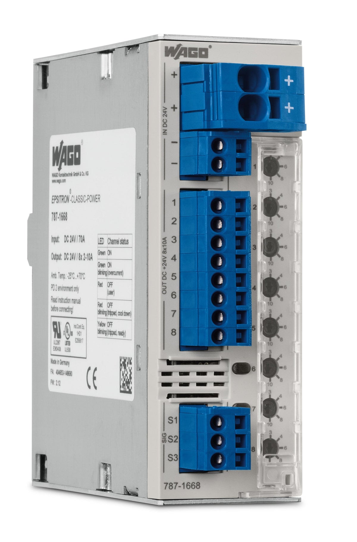 Wago 787-1668 006-1000 Elektronischer Schutzschalter Dc 24v 8x 6a Strombegr.