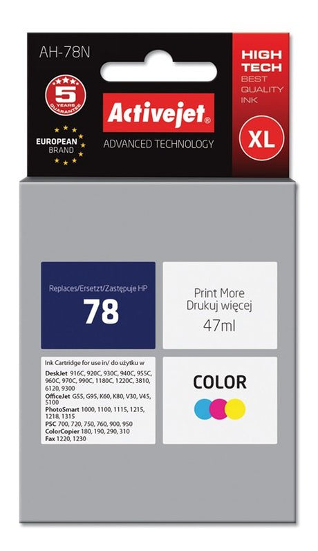 EAN 5904356281913 - Activejet AH-78N cartucho de tinta 1 pieza(s) Compatible Alto rendimiento (XL) Cian, Magenta, Amarillo imagen 1