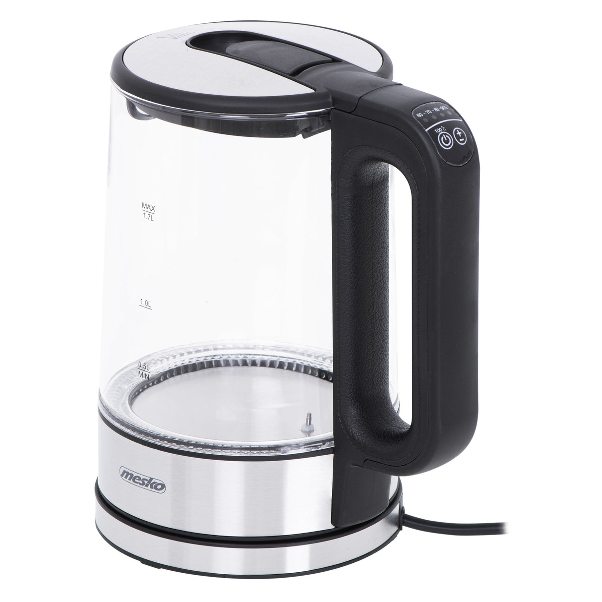 Tetera Mesko Home Ms 1301b Eléctrica 1,7 L 2200 W Negro, Acero Inoxidable, Transparente